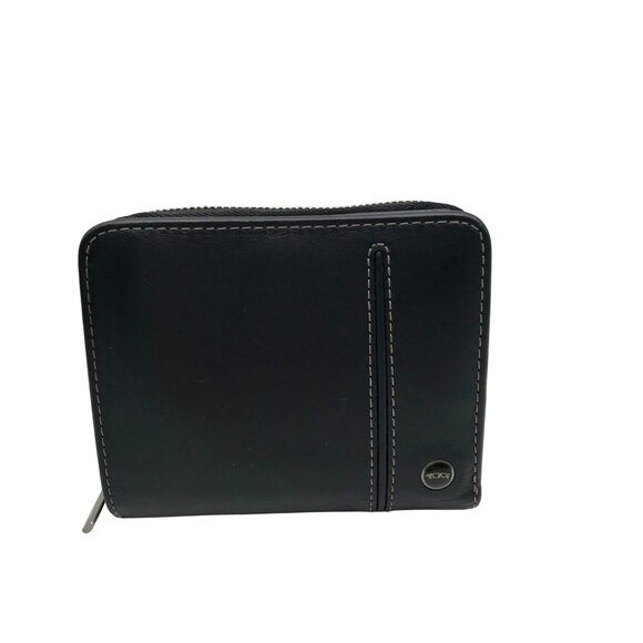 Tumi Black Leather Zip Around Wallet - Picture 1 of 10